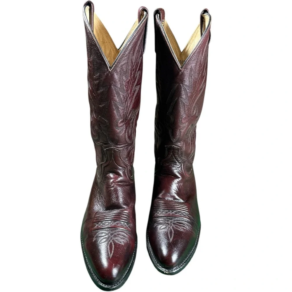 Dan Post Leather Western Cowboy Boots Men’s Size 11.5 Burgundy Brown - Picture 3 of 10